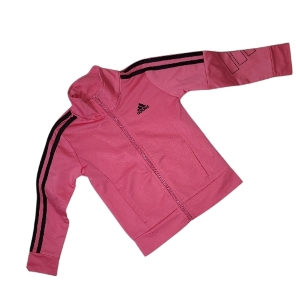 Adidas Pink Tracksuit with Black Accents 4t - Picture 2 of 11
